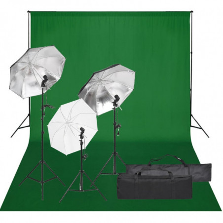 Fotostudio-Set mit Beleuchtung und Hintergrund