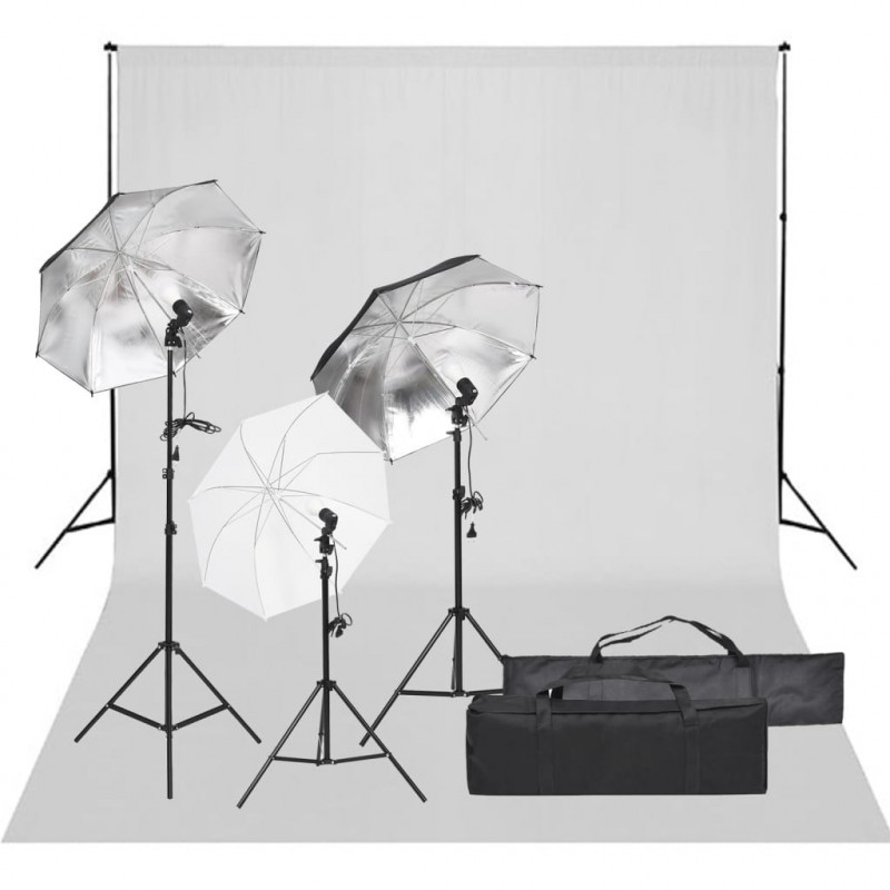 Fotostudio-Set mit Beleuchtung und Hintergrund