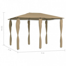 Pavillon Wataru mit Pfostenabdeckungen 3x4x2,6 m Taupe 160 g/m²