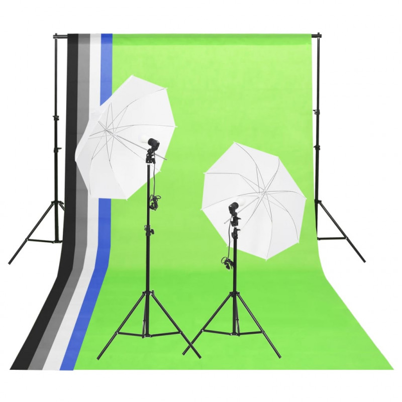 Fotostudio-Beleuchtung Set mit Hintergründen & Schirmen