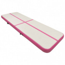 Aufblasbare Gymnastikmatte mit Pumpe 400x100x15 cm PVC Rosa