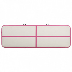 Aufblasbare Gymnastikmatte mit Pumpe 400x100x15 cm PVC Rosa