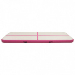 Aufblasbare Gymnastikmatte mit Pumpe 300x100x20 cm PVC Rosa