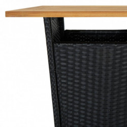 3-tlg. Gartenbar-Set Clementine mit Kissen Poly Rattan Schwarz