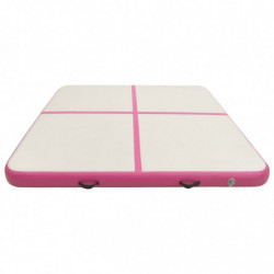 Aufblasbare Gymnastikmatte mit Pumpe 200x200x15 cm PVC Rosa