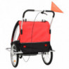 2-in-1 Kinder Fahrradanhänger & Kinderwagen Schwarz und Rot