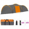 Camping-Igluzelt 650x240x190 cm 8 Personen Grau und Orange