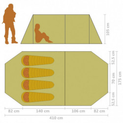 Campingzelt 4 Personen Grau und Orange