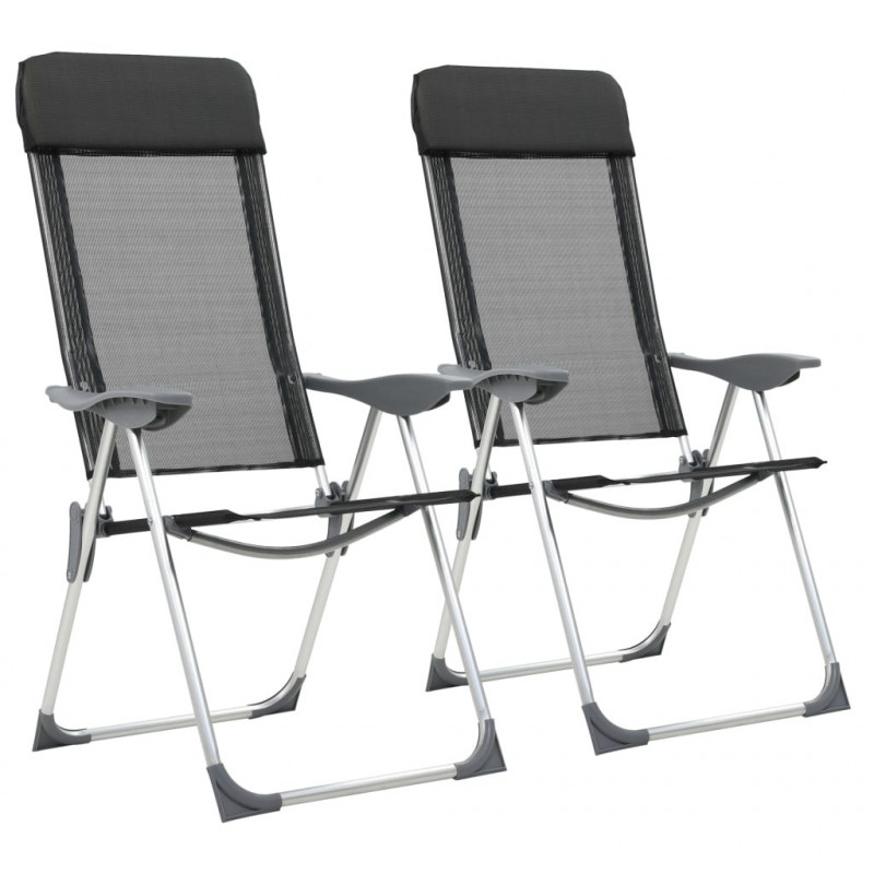 Klappbare Campingstühle 2 Stk. Aluminium Schwarz