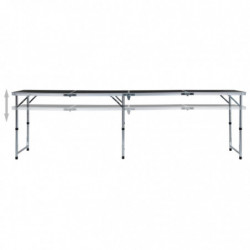 Klappbarer Campingtisch Grau Aluminium 240 x 60 cm