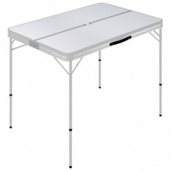 Klappbarer Campingtisch mit 2 Sitzbänken Aluminium Weiß