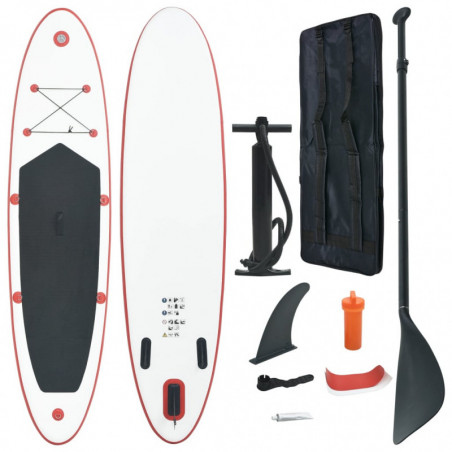 Stand Up Paddle Board SUP Aufblasbar Rot und Weiß