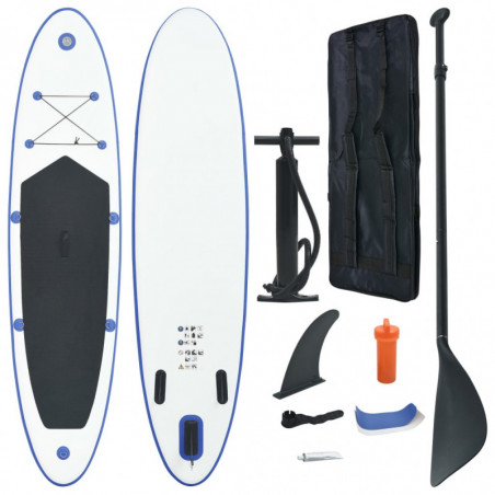 Stand Up Paddle Board SUP Aufblasbar Blau und Weiß