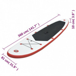 Stand Up Paddle Surfboard SUP Aufblasbar Rot und Weiß