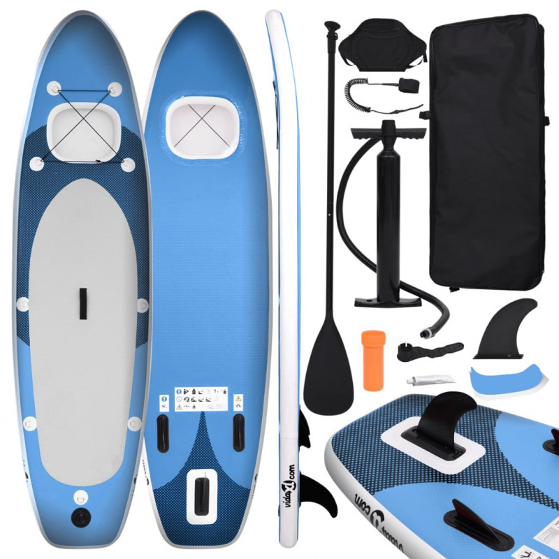 SUP-Board-Set Aufblasbar Marineblau 330x76x10 cm