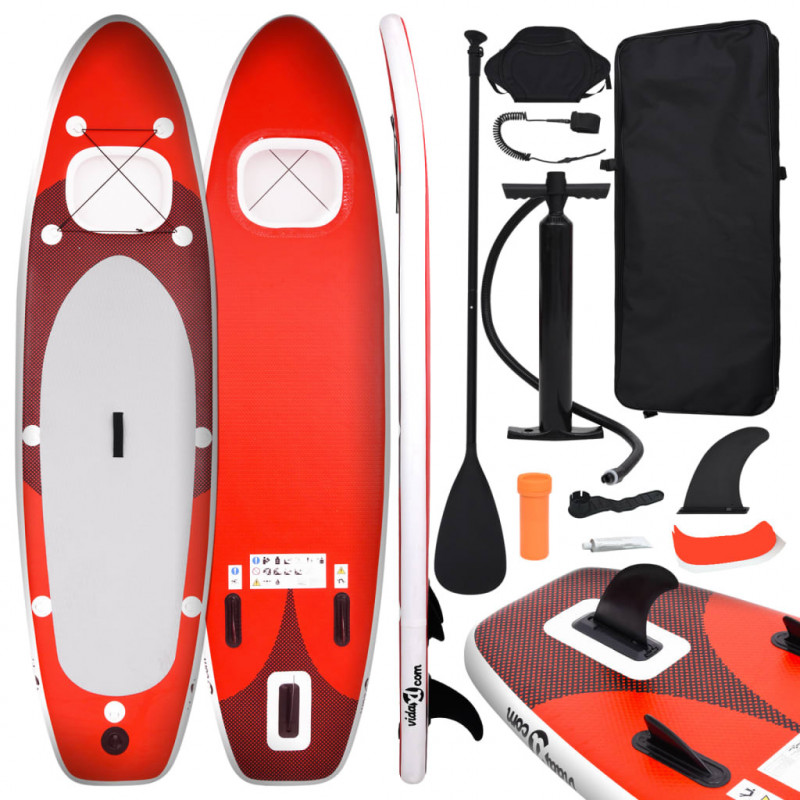 SUP-Board-Set Aufblasbar Rot 330x76x10 cm