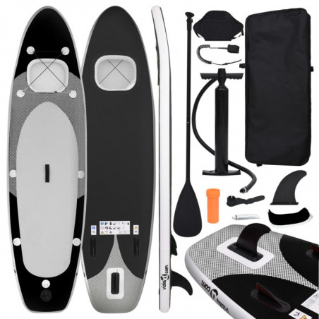 SUP-Board-Set Aufblasbar Schwarz 330x76x10 cm