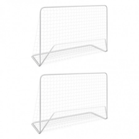 Fußballtore 2 Stk. mit Netzen 182×61×122 cm Stahl Weiß