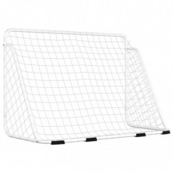 Fußballtor mit Netz Weiß 180x90x120 cm Stahl