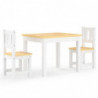 3-tlg. Kindertisch und Stuhl-Set Weiß und Beige MDF