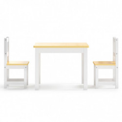 3-tlg. Kindertisch und Stuhl-Set Weiß und Beige MDF