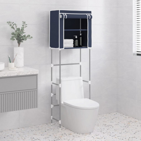 Toilettenregal 2 Ablagen Blau 56x30x170 cm Eisen