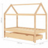 Kinderbett mit Schublade Massivholz Kiefer 80x160 cm