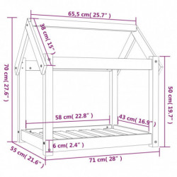 Hundebett Schwarz 71x55x70 cm Massivholz Kiefer