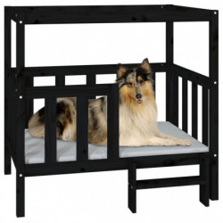 Hundebett Schwarz 105,5x83,5x100 cm Massivholz Kiefer