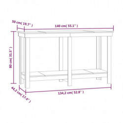 Werkbank Weiß 140x50x80 cm Massivholz Kiefer