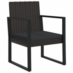 3-tlg. Garten-Lounge-Set mit Kissen Schwarz Poly Rattan