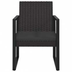 3-tlg. Garten-Lounge-Set mit Kissen Schwarz Poly Rattan