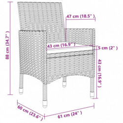 5-tlg. Garten-Essgruppe mit Auflagen Poly Rattan und Glas