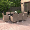 9-tlg. Garten-Essgruppe mit Auflagen Poly Rattan und Glas