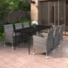 7-tlg. Garten-Essgruppe mit Kissen Poly Rattan und Glas