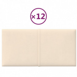 Wandpaneele 12 Stk. Creme 30x15 cm Samt 0,54 m²