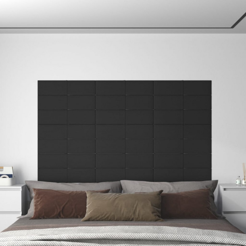 Wandpaneele 12 Stk. Schwarz 60x15 cm Stoff 1,08 m²