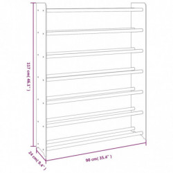 Schuhregal Grau 90x24x117 cm Holzwerkstoff