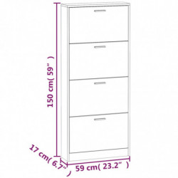 Schuhschrank Räuchereiche 59x17x150 cm Holzwerkstoff