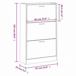 Schuhschrank Weiß 63x24x103 cm Holzwerkstoff