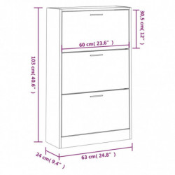 Schuhschrank Sonoma-Eiche 63x24x103 cm Holzwerkstoff