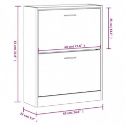 Schuhschrank Braun Eichen-Optik 63x24x81 cm Holzwerkstoff