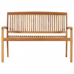 Stapelbare Gartenbank mit Auflage 128,5 cm Massivholz Teak