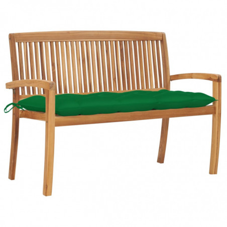 Stapelbare Gartenbank mit Auflage 128,5 cm Massivholz Teak