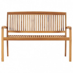 Stapelbare Gartenbank mit Auflage 128,5 cm Massivholz Teak