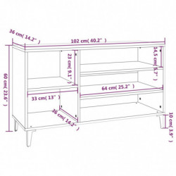 Schuhregal Betongrau 102x36x60 cm Holzwerkstoff