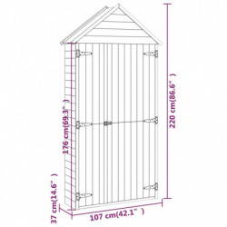 Geräteschuppen 107x37x220 cm Massivholz Kiefer Imprägniert