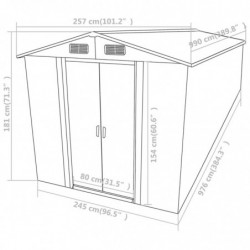 Gerätehaus Anthrazit 257x990x181 cm Verzinkter Stahl