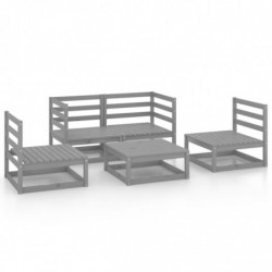 5-tlg. Garten-Lounge-Set Hosea Grau Kiefer Massivholz