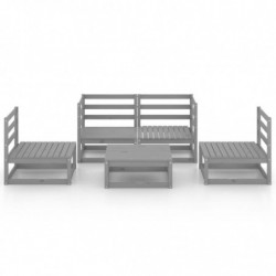 5-tlg. Garten-Lounge-Set Hosea Grau Kiefer Massivholz